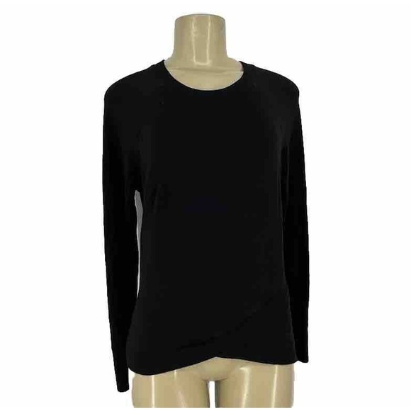 Athleta XS Women 489051 Criss Cross Soft Tulip Sweatshirt Top Black Long Sl BD19 - Picture 1 of 7